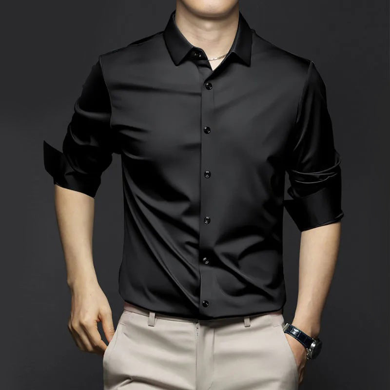 Chemise Noire Élégante | Style Moderne | Confort Soyeux