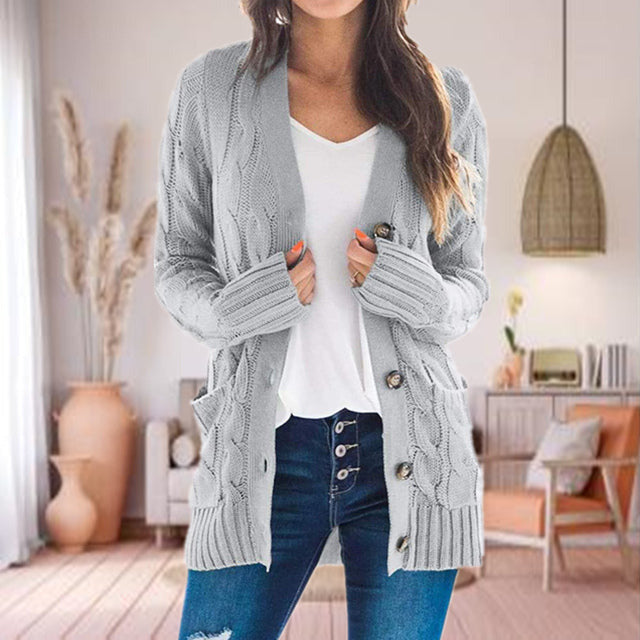 Cardigan en Maille Torsadée | Boutonné & Confortable | Look Décontracté