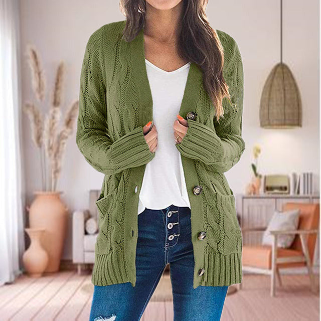 Cardigan en Maille Torsadée | Boutonné & Confortable | Look Décontracté