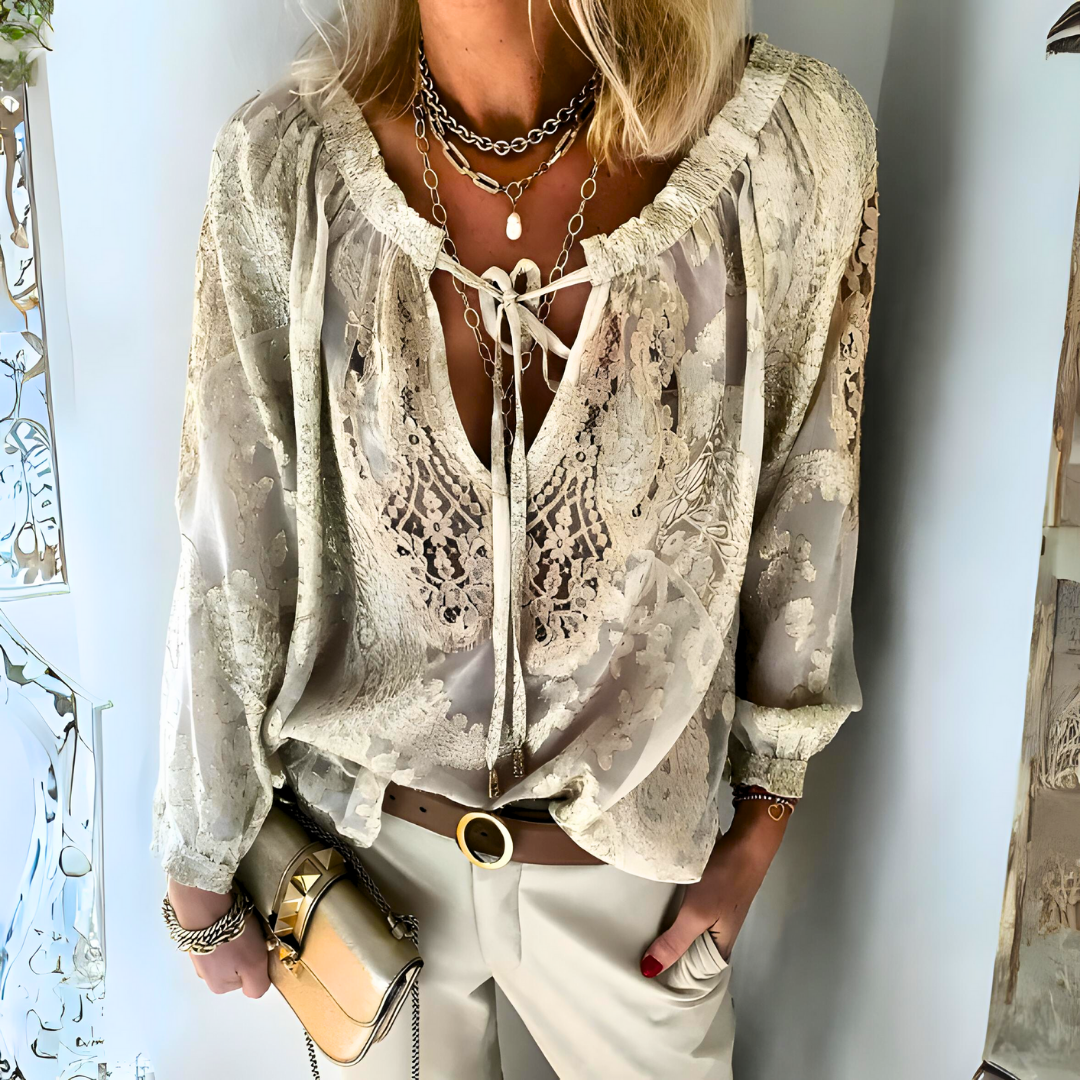 Bohème | Blouse Femme Dentelle Col Liens