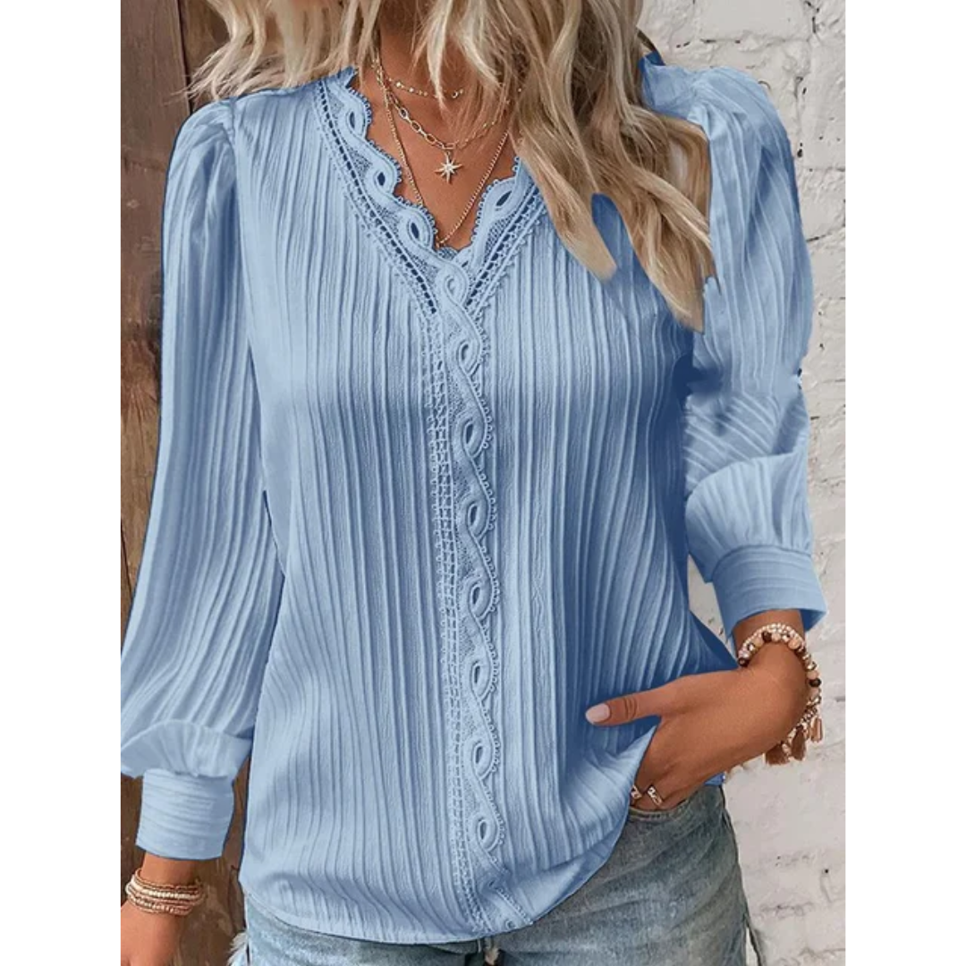 Blouse Noire Dentelle | Polyester & Coton | Élégance Sophistiquée et Confort