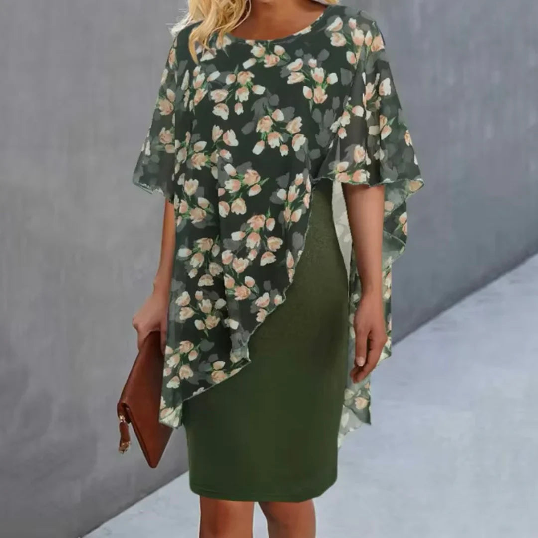 Robe Élégante à Superposition Florale | Charme Subtil et Raffiné