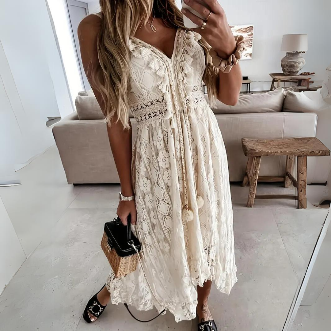 Robe Longue Dentelle Évasion Romantique | Élégance et Douceur
