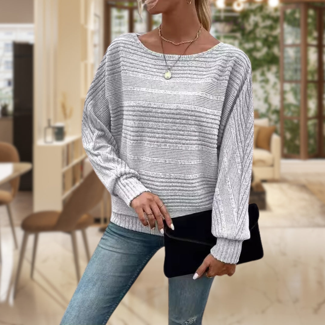 Pull Ample | Maille Douce | Col Bateau et Manches Longues