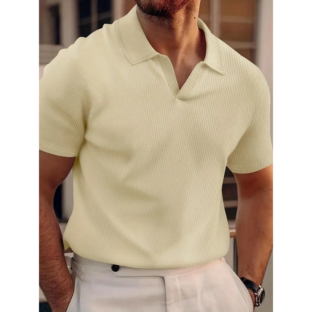 Polo en Tricot Gris | Col Ouvert | Confort Moderne