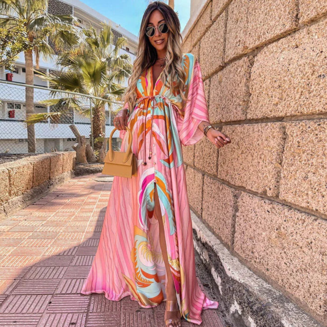 Robe Longue Bohème Multicolore | Coton | Fluide, Vibrante et Estivale