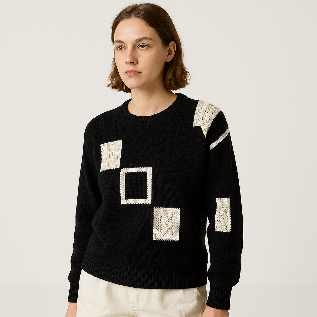 Pull Géométrique Femme | Multicolore | Maille Texturée et Confort Moderne