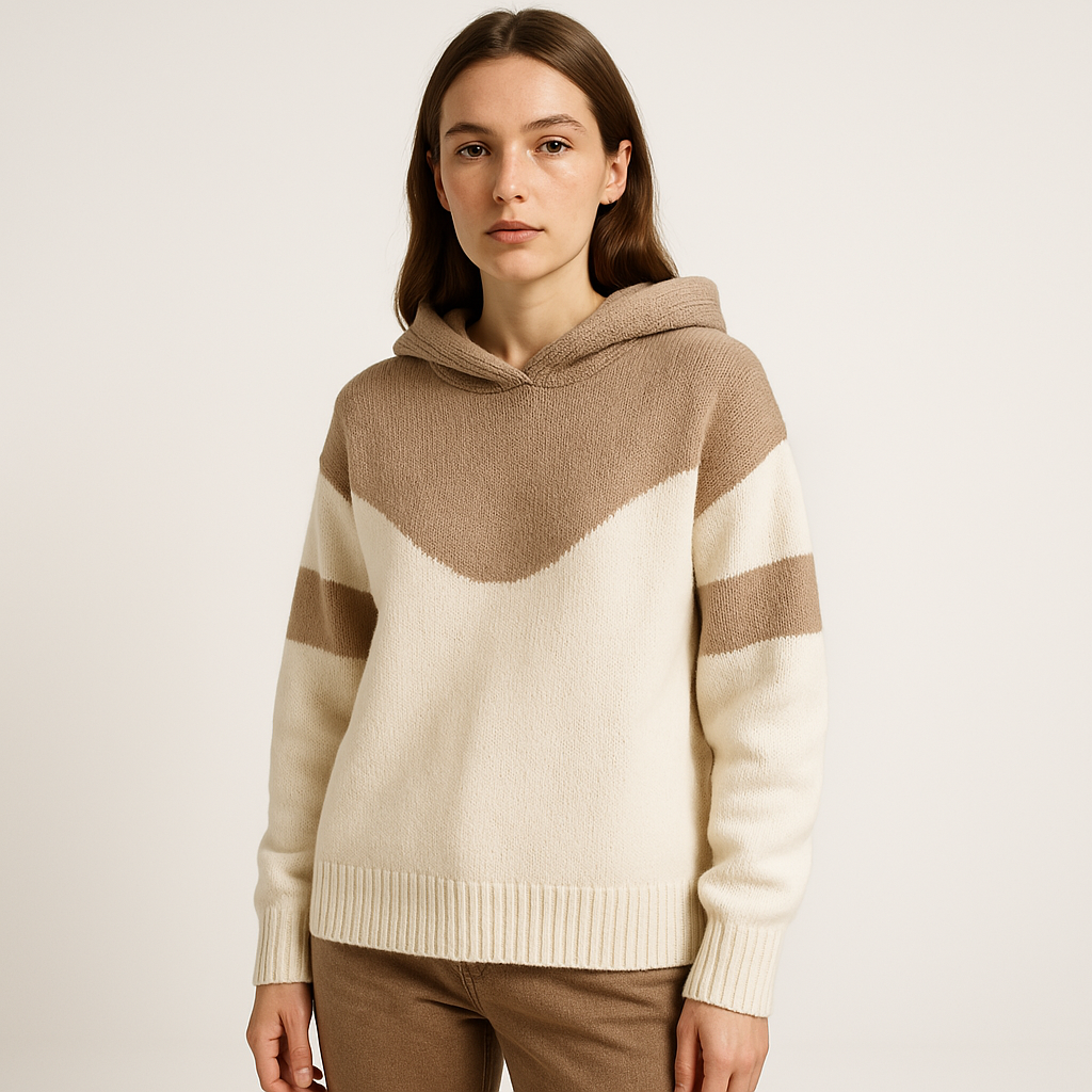 Hoodie Bicolore Femme | Maille Graphique et Confort Urbain