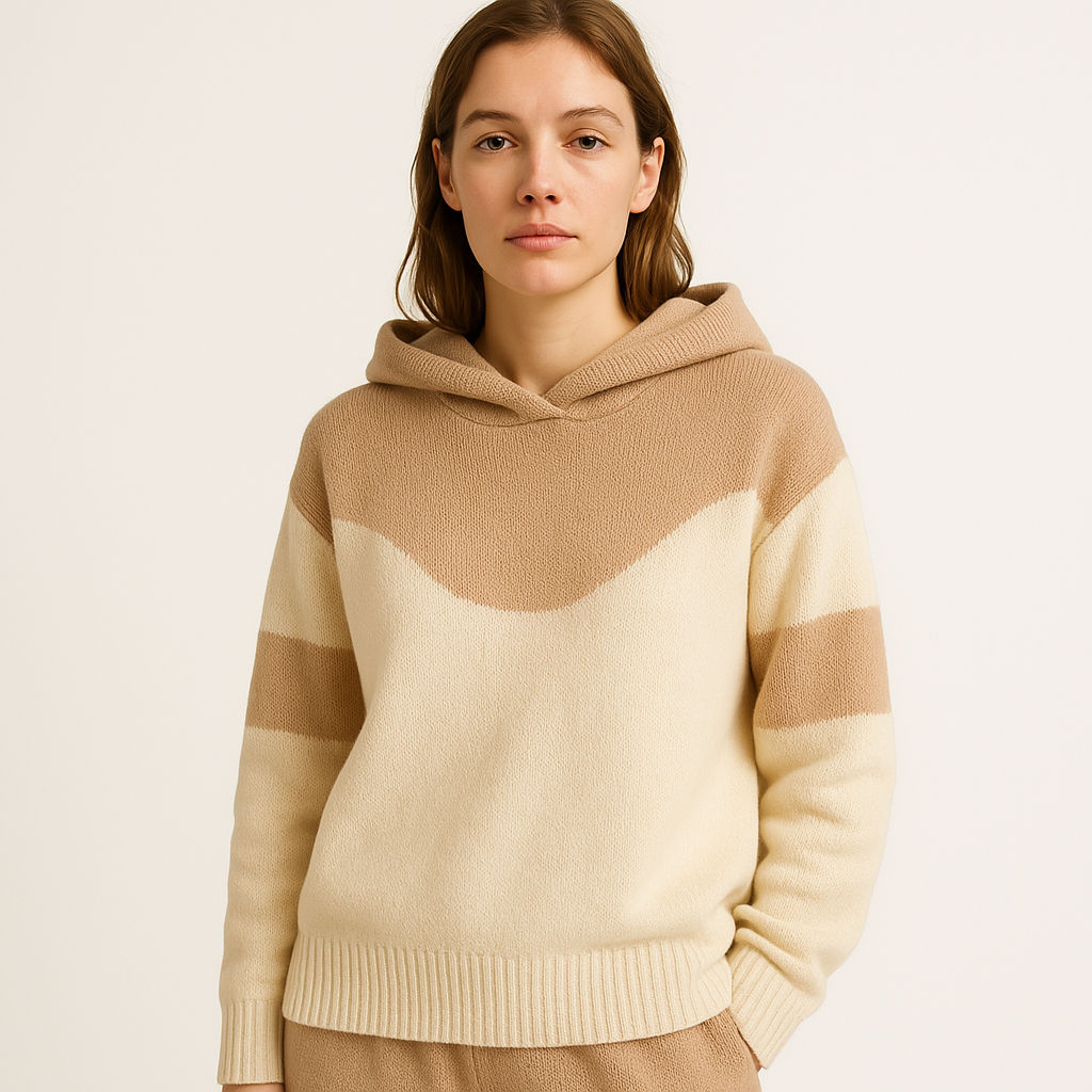 Hoodie Bicolore Femme | Maille Graphique et Confort Urbain
