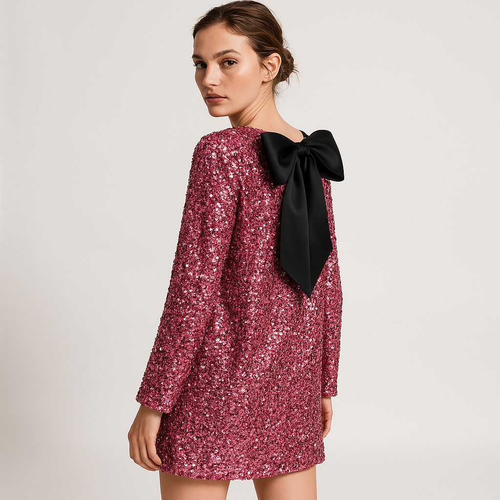 Robe Écrue Texturée | Coupe Droite & Détail Nœud | Élégance Minimaliste