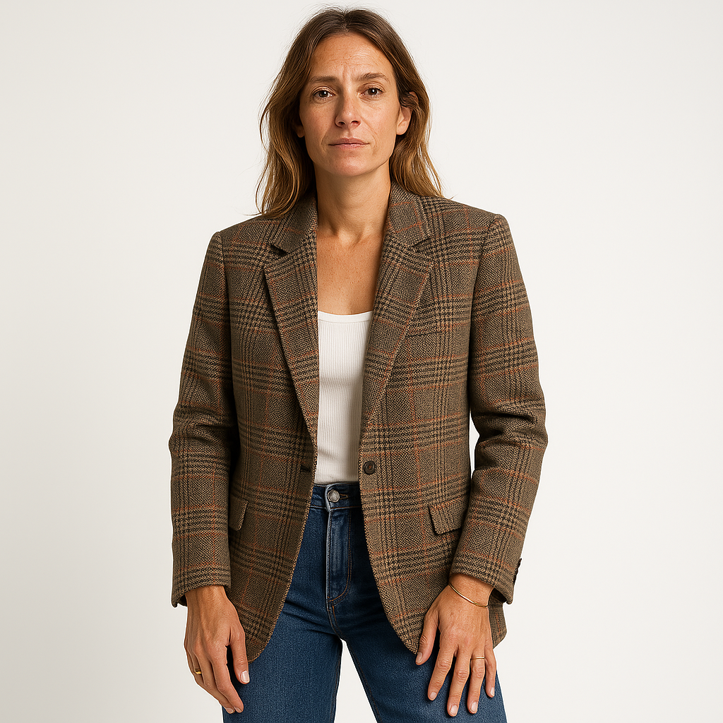 Blazer à Carreaux Gris | Coupe Classique | Style Intemporel & Polyvalent