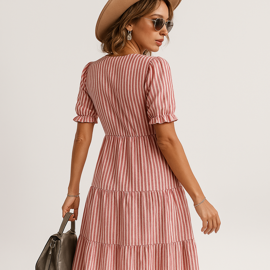 Robe Midi à Rayures | Fraîche & Féminine pour l'Été