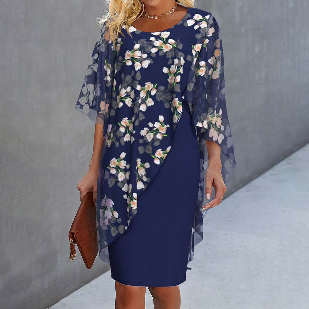 Robe Élégante à Superposition Florale | Charme Subtil et Raffiné