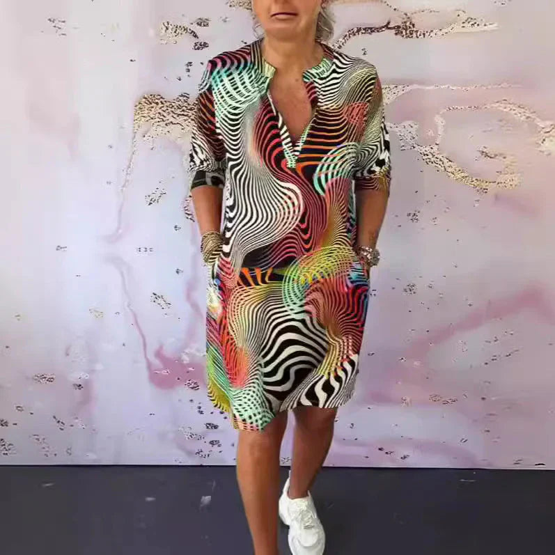 Robe Droite | Imprimé Psychédélique | Confort et Style