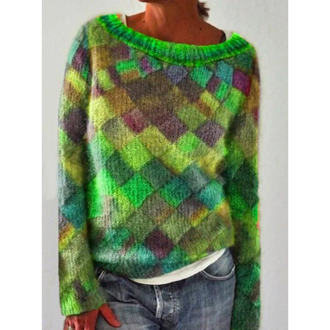 Pull Multicolore en Laine | Motif Losange | Style Artistique