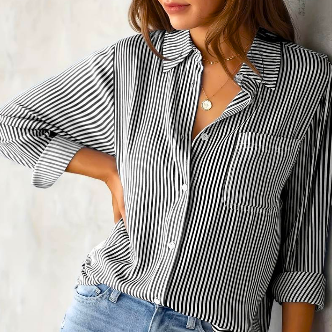 Chemise Rayée Bleu & Blanc | Coupe Fluide | Style Intemporel