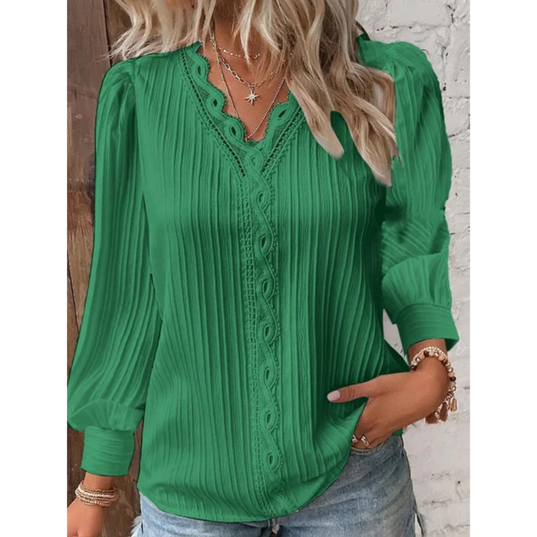 Blouse Noire Dentelle | Polyester & Coton | Élégance Sophistiquée et Confort