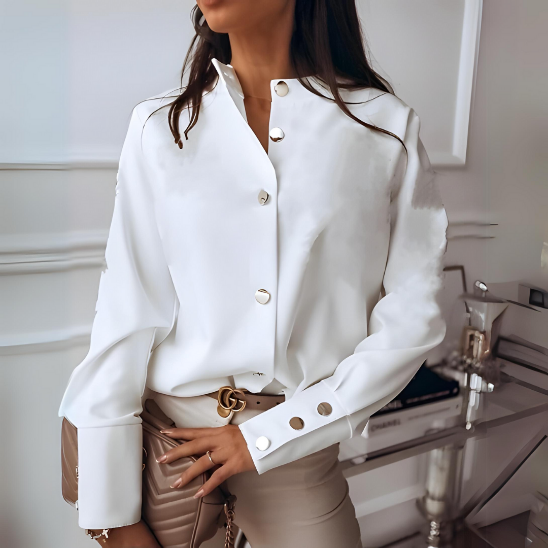Chemise Blanche Femme | Boutonnage Asymétrique | Élégance Moderne
