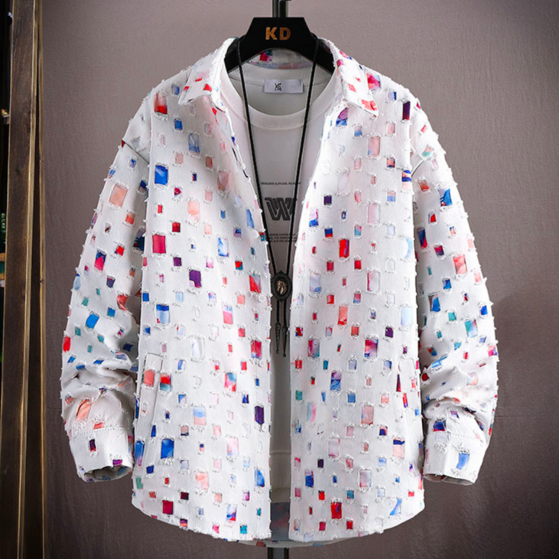 Chemise à Motifs Abstraits | Coton Léger | Style Artistique