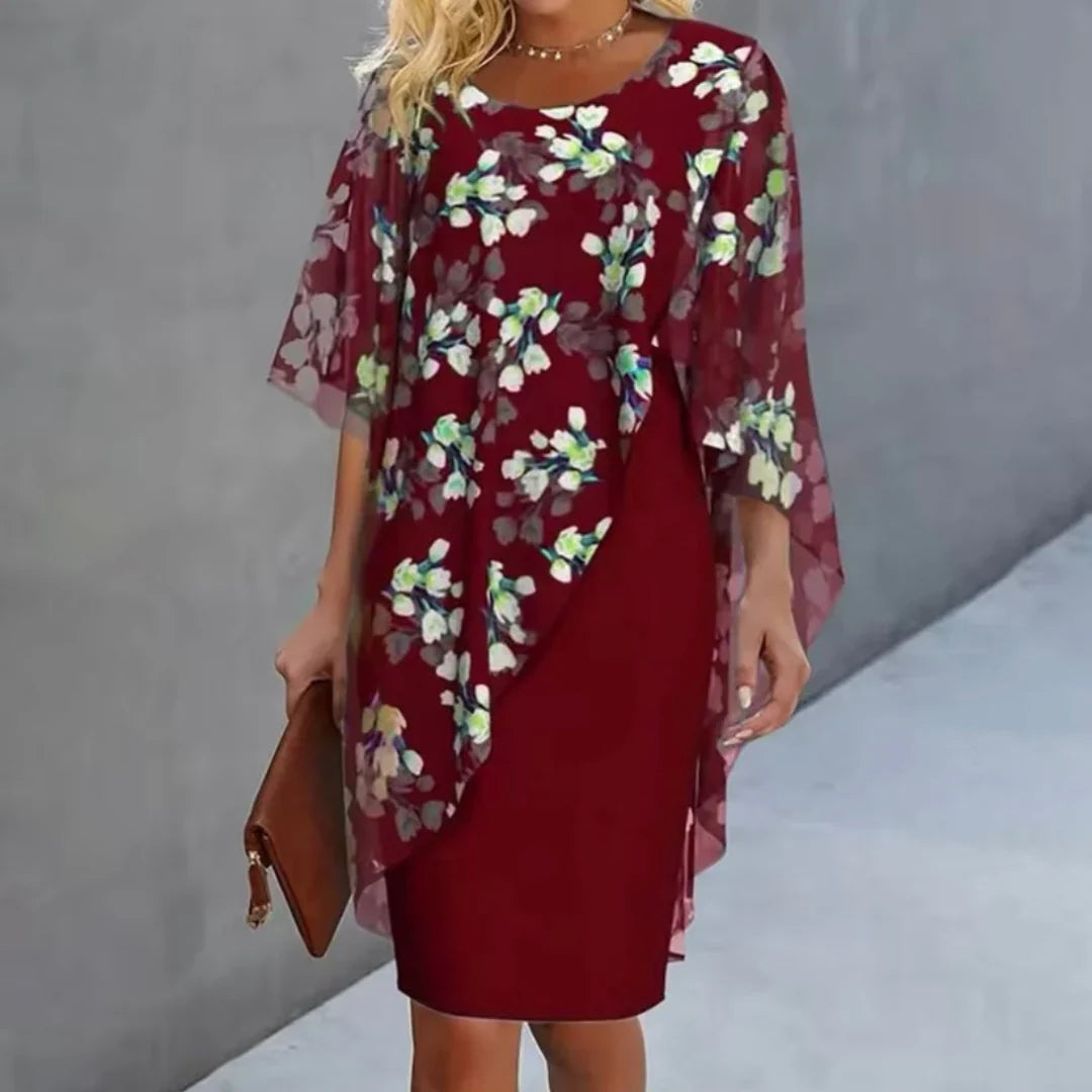Robe Élégante à Superposition Florale | Charme Subtil et Raffiné
