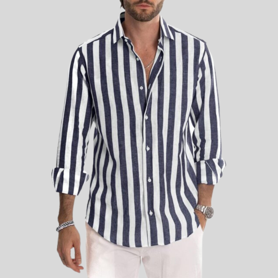 Chemise Rayée Bleu et Blanc | Coton Léger | Style Estival Élégant