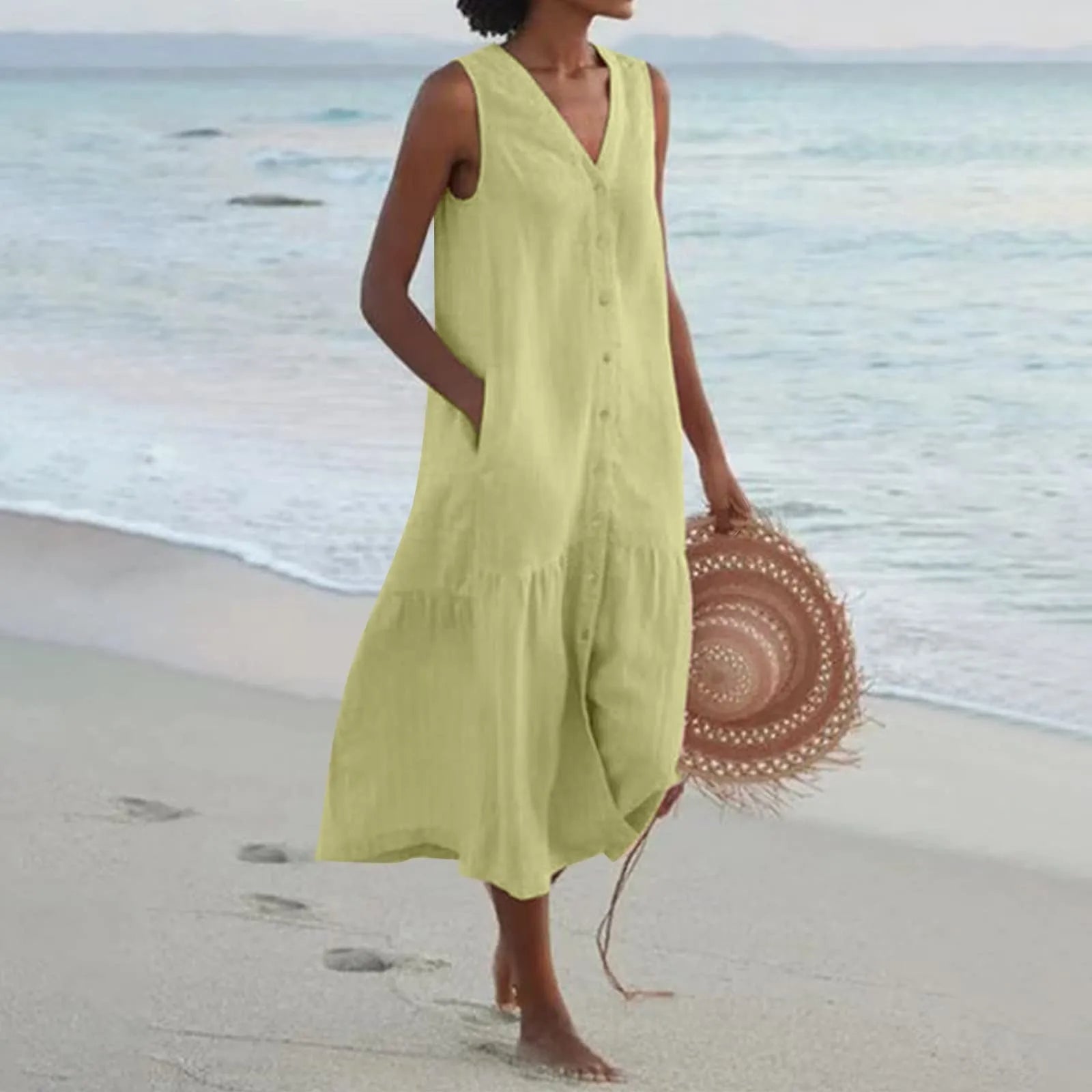 Combi-Robe d’Été Blanche | Lin | Légère et Décontractée