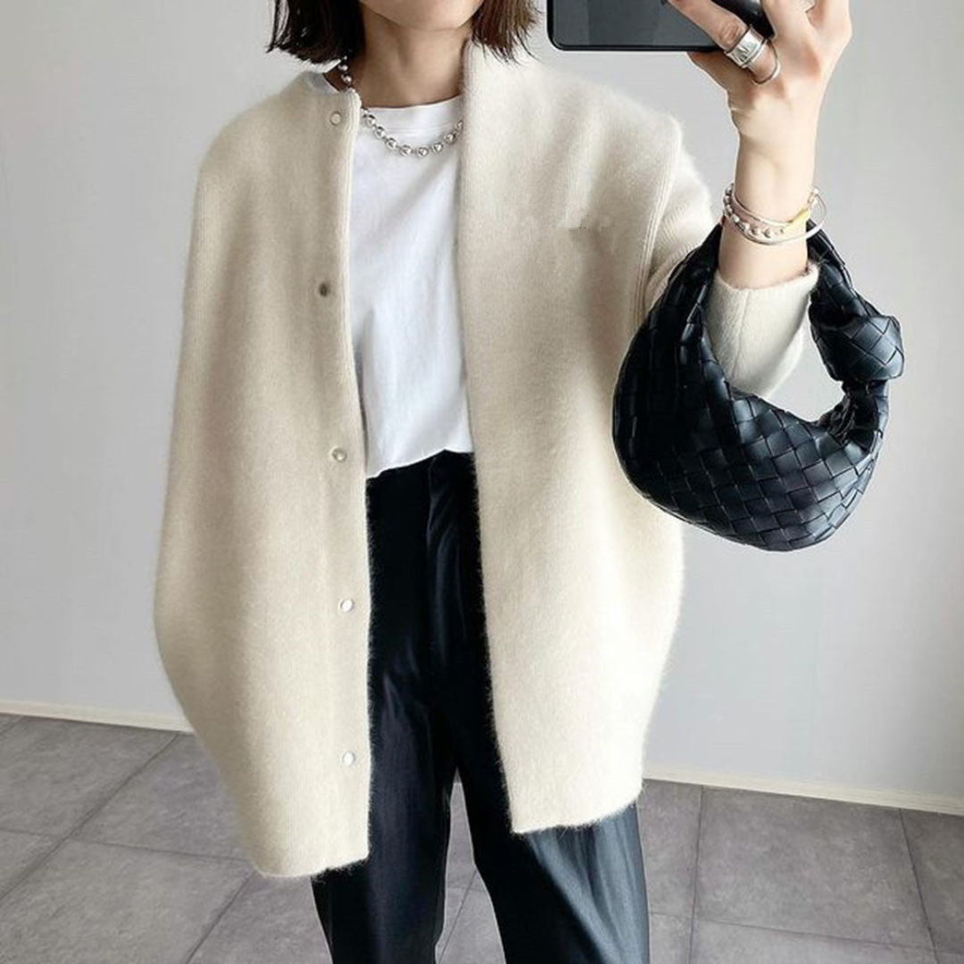 Élise - Gilet Long en Mohair Vert Sauge | Élégant | Chaleur et Douceur
