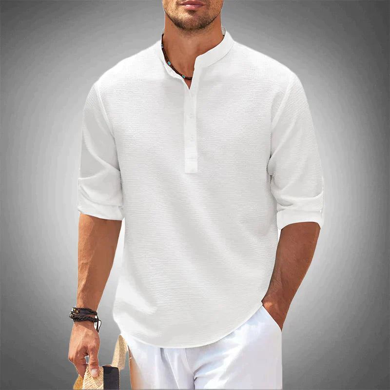 Chemise Col Mao | Blanc | Légère et Sophistiquée