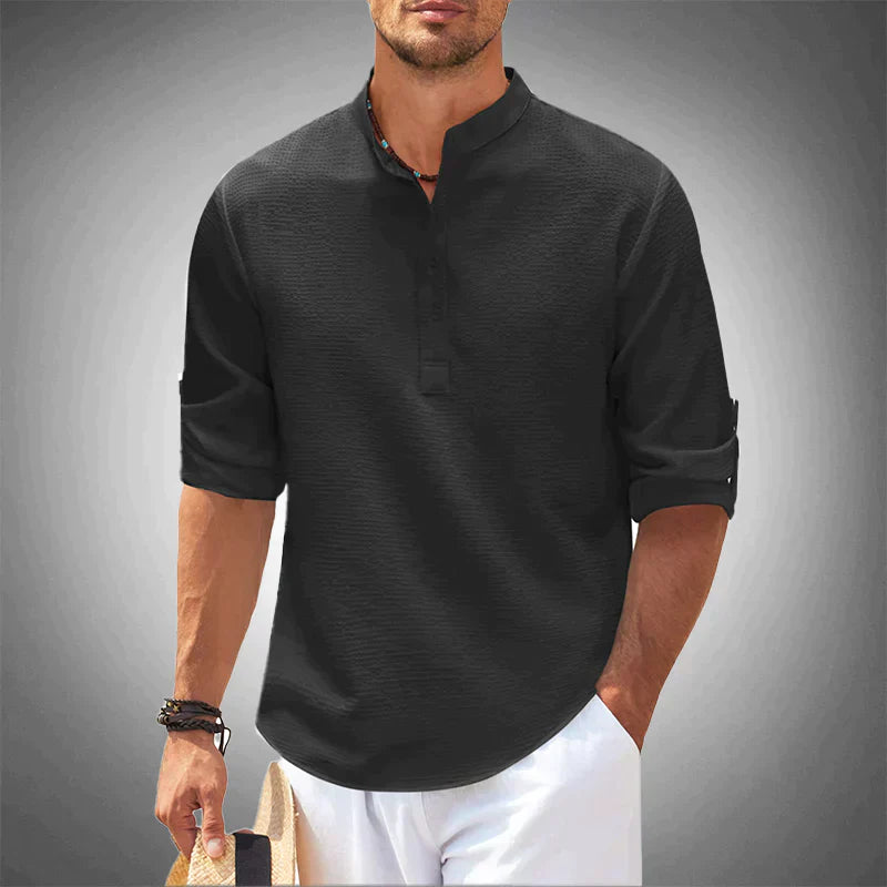 Chemise Col Mao | Blanc | Légère et Sophistiquée