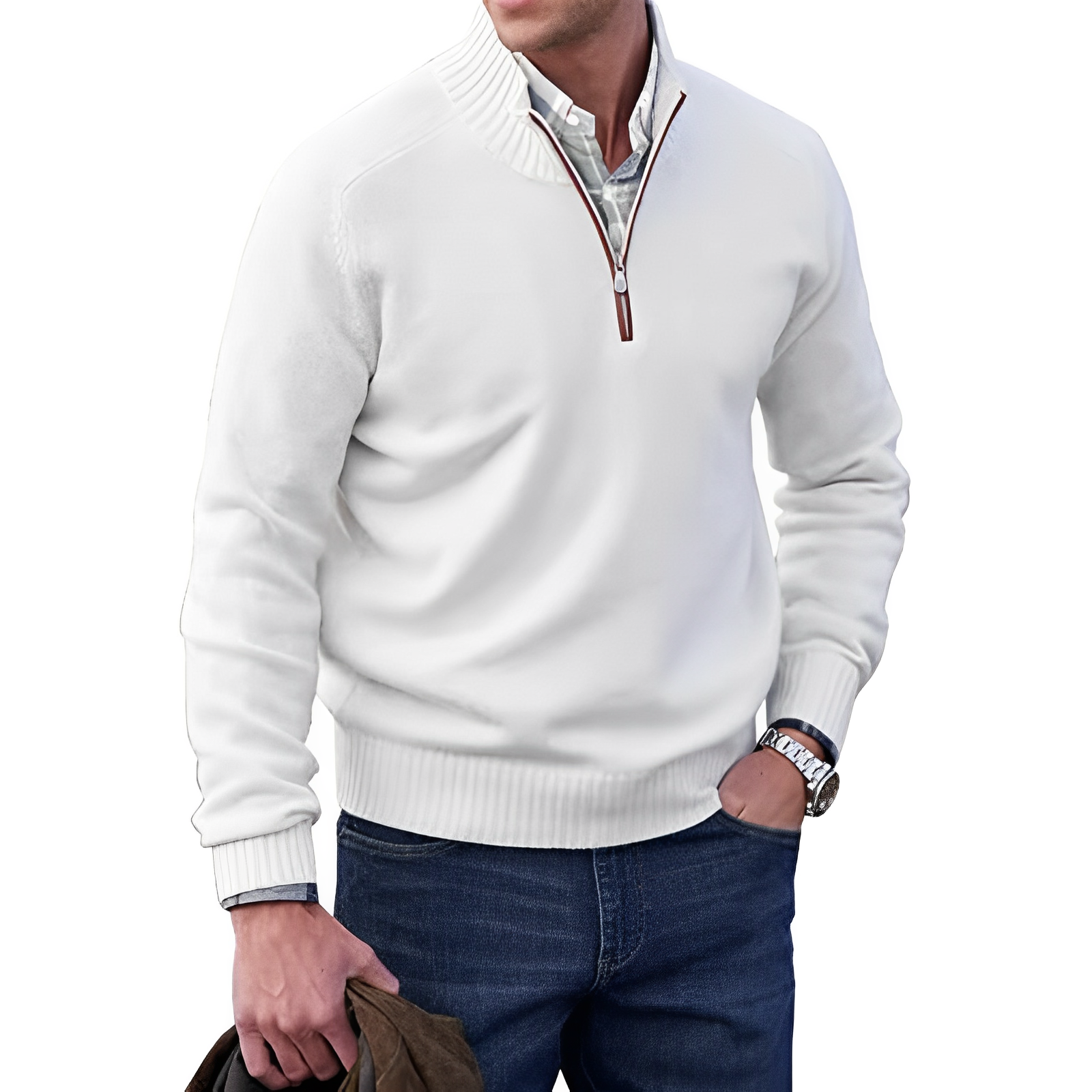Pull Zippé | Blanc | Chic et Confortable