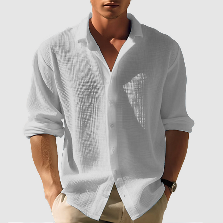 Chemise Bleu Clair en Coton Gaufré | Coton | Légère & Décontractée
