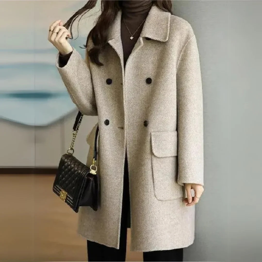 Manteau Long Noir Classique | Double Boutonnage | Élégance Intemporelle