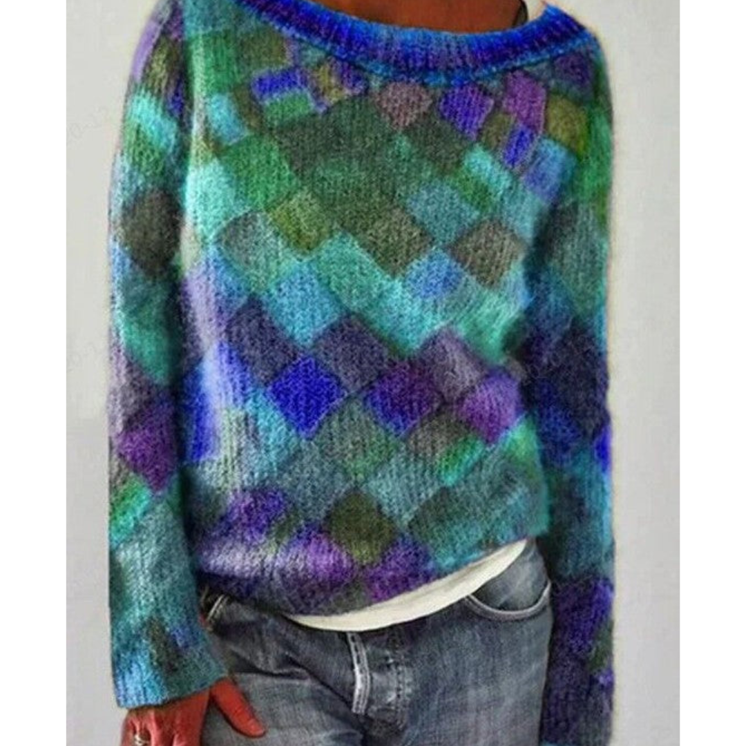 Pull Multicolore en Laine | Motif Losange | Style Artistique
