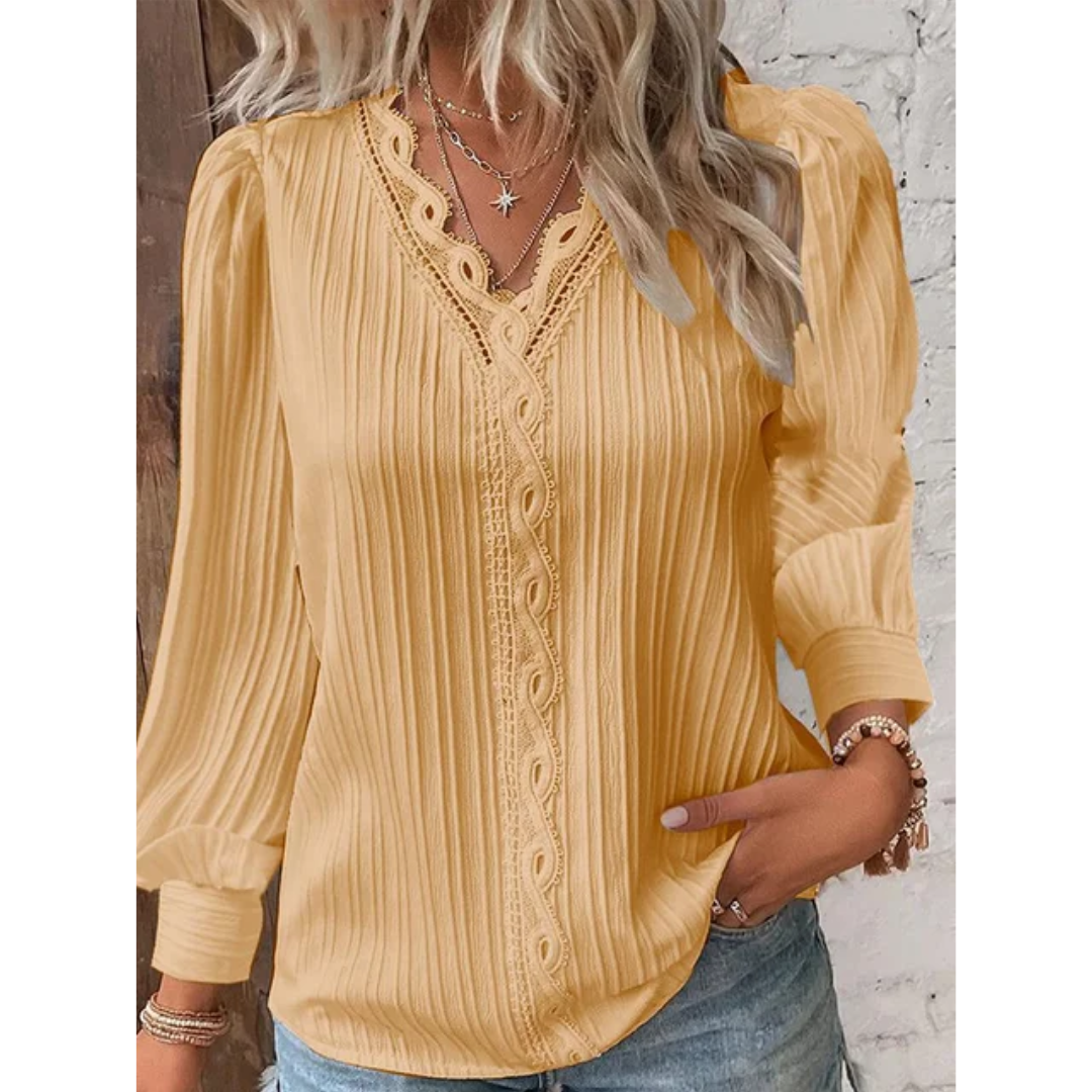Blouse Noire Dentelle | Polyester & Coton | Élégance Sophistiquée et Confort