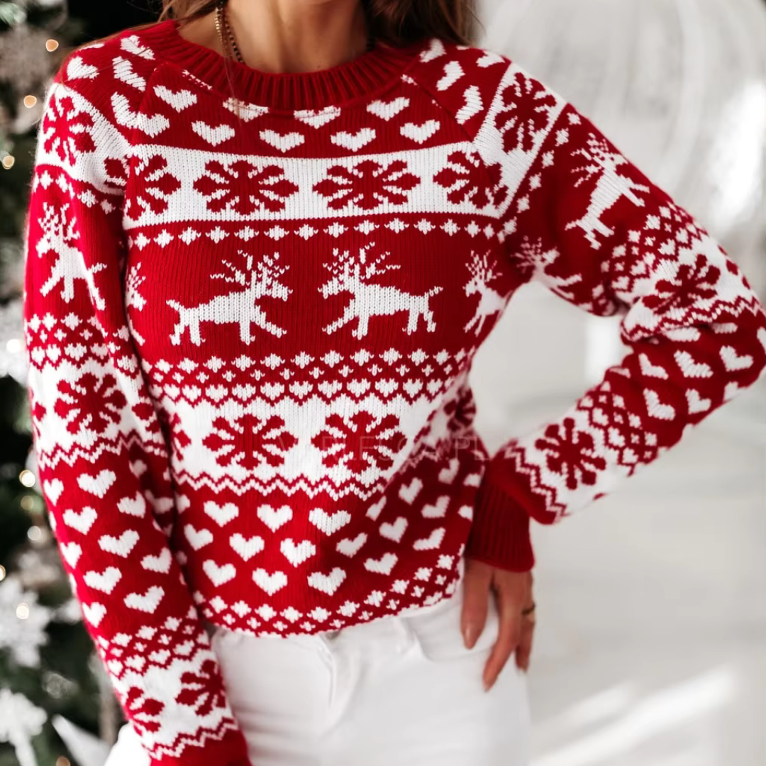 Holly - Pull de Noël | Motif Scandinave | Chaleur & Festivité