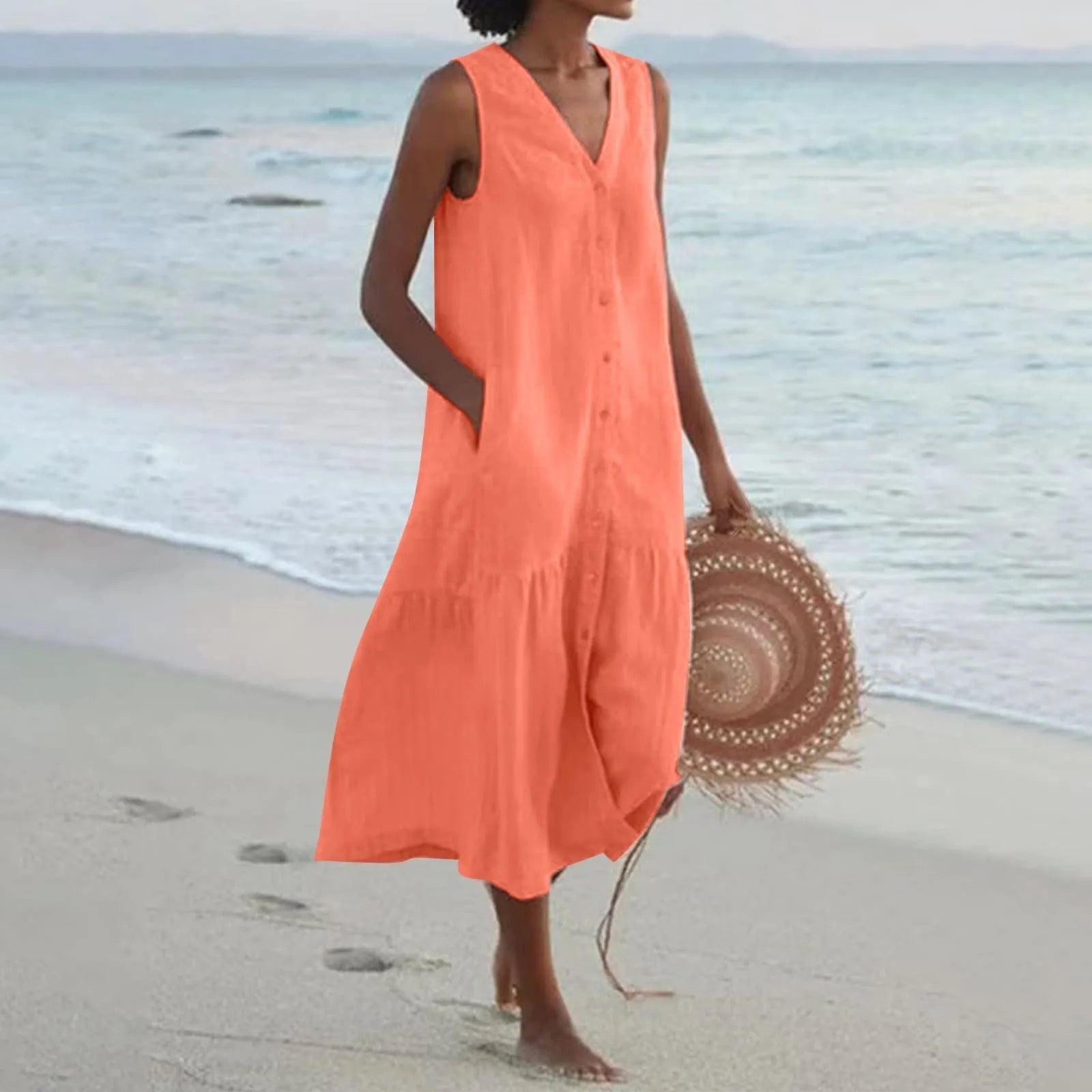 Combi-Robe d’Été Blanche | Lin | Légère et Décontractée