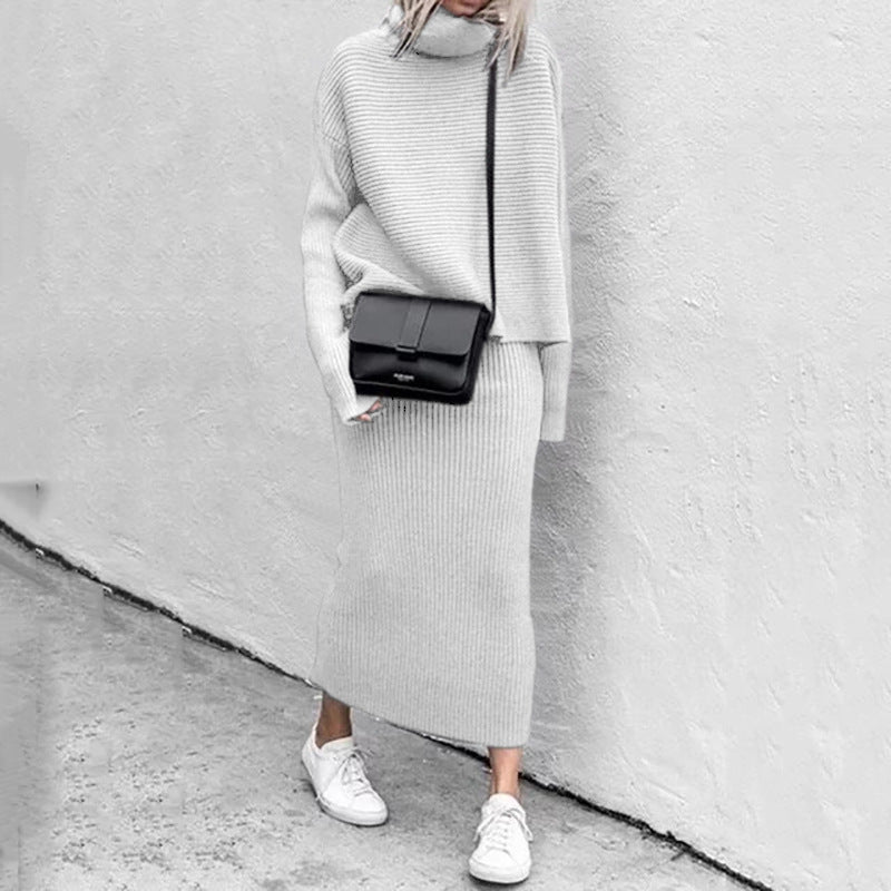 Ensemble Tricot Femme | Pull Oversize & Jupe Longue | Côtelé Doux