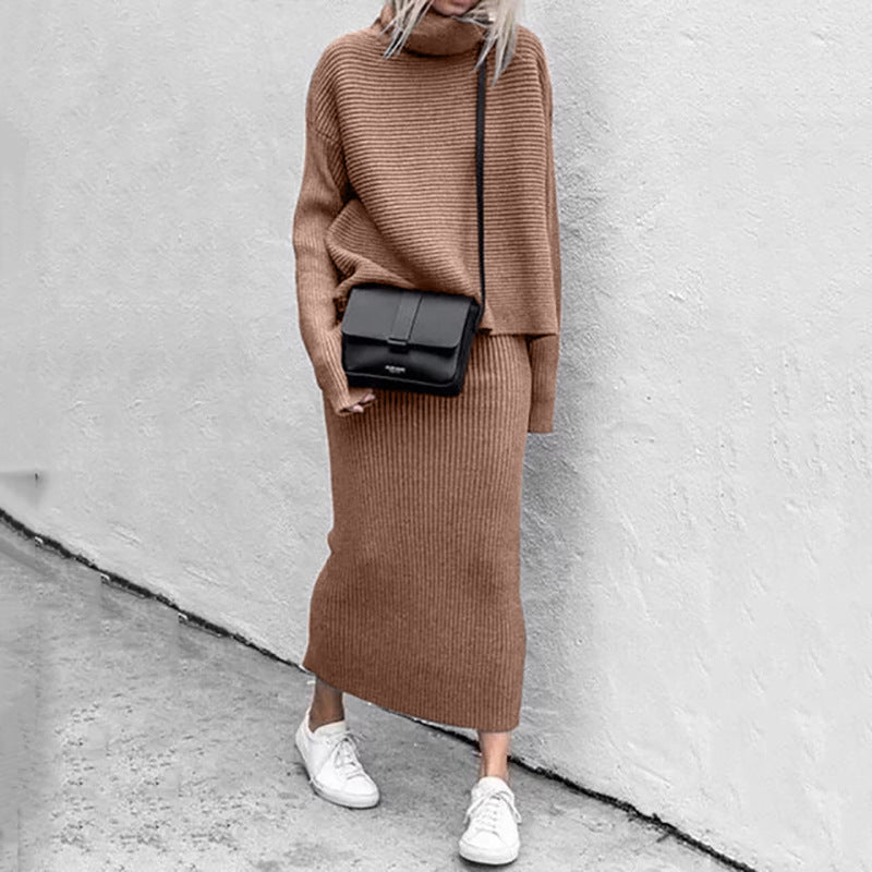 Ensemble Tricot Femme | Pull Oversize & Jupe Longue | Côtelé Doux