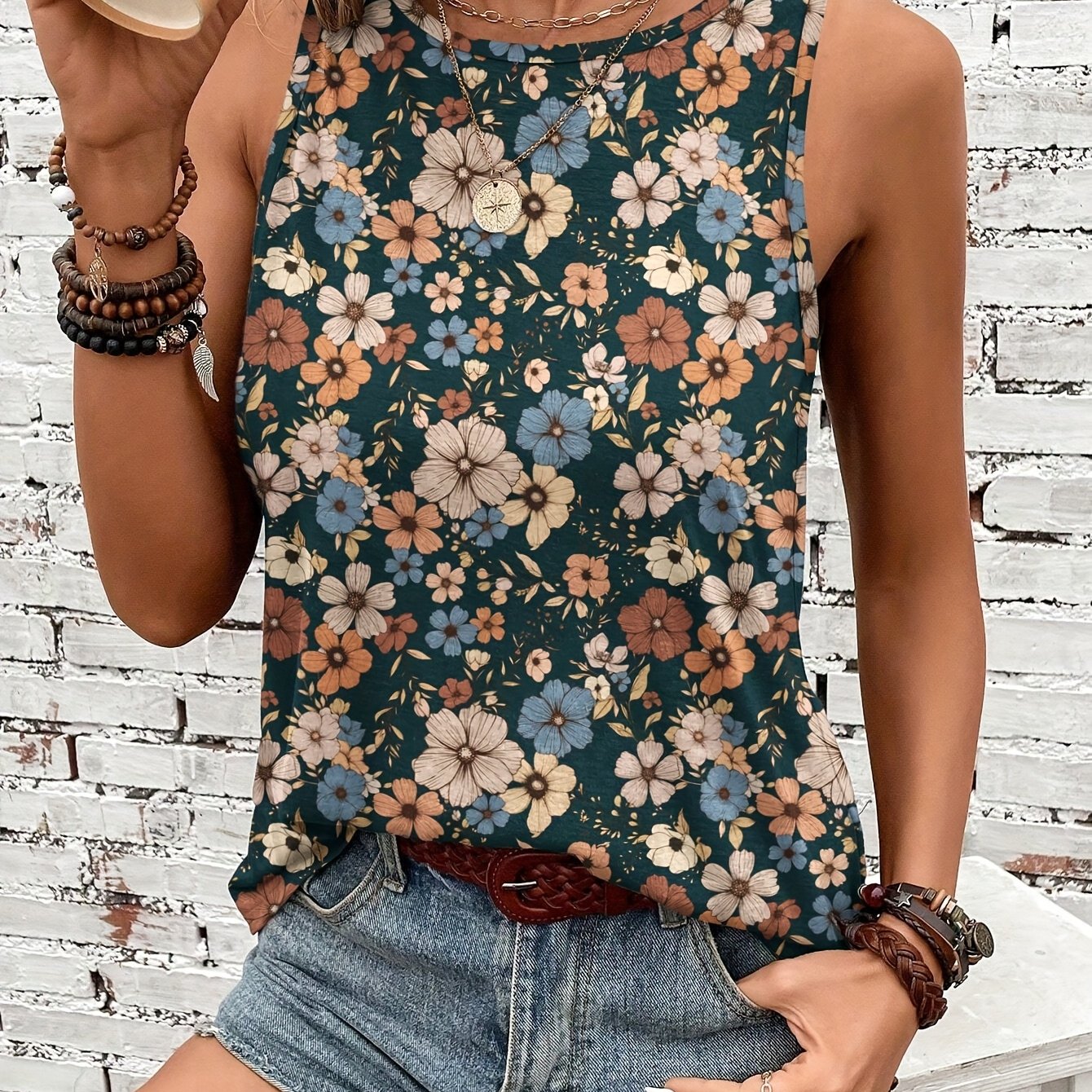 Fleur Sauvage | Top Sans Manches à Imprimé Floral Vintage