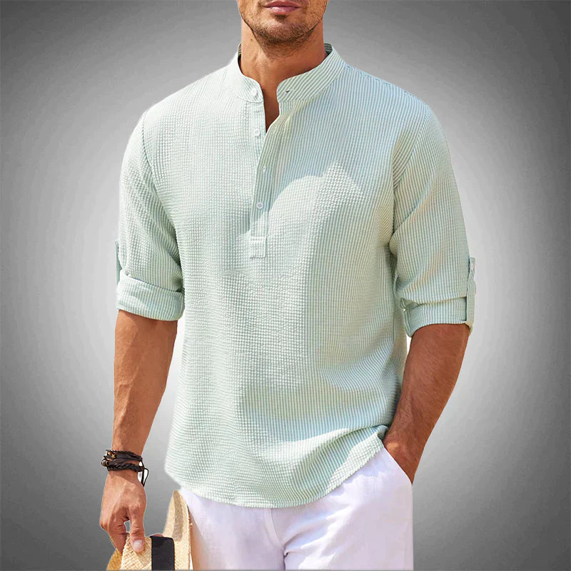 Chemise Col Mao | Blanc | Légère et Sophistiquée