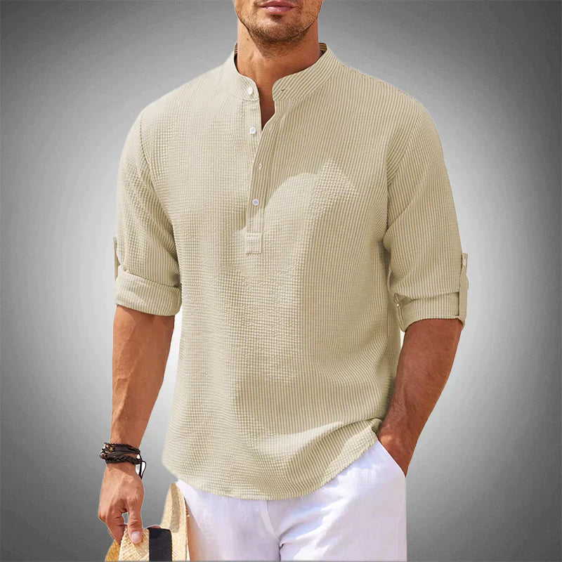 Chemise Col Mao | Blanc | Légère et Sophistiquée