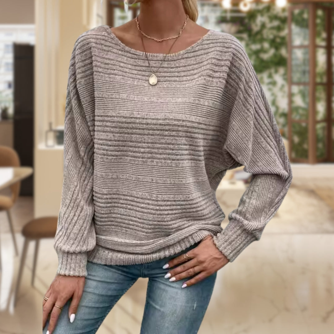 Pull Ample | Maille Douce | Col Bateau et Manches Longues