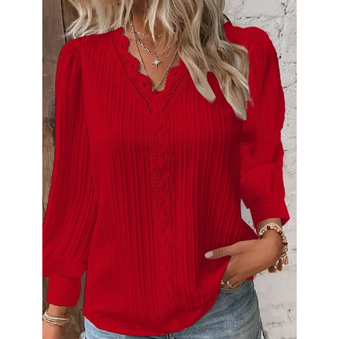 Blouse Noire Dentelle | Polyester & Coton | Élégance Sophistiquée et Confort