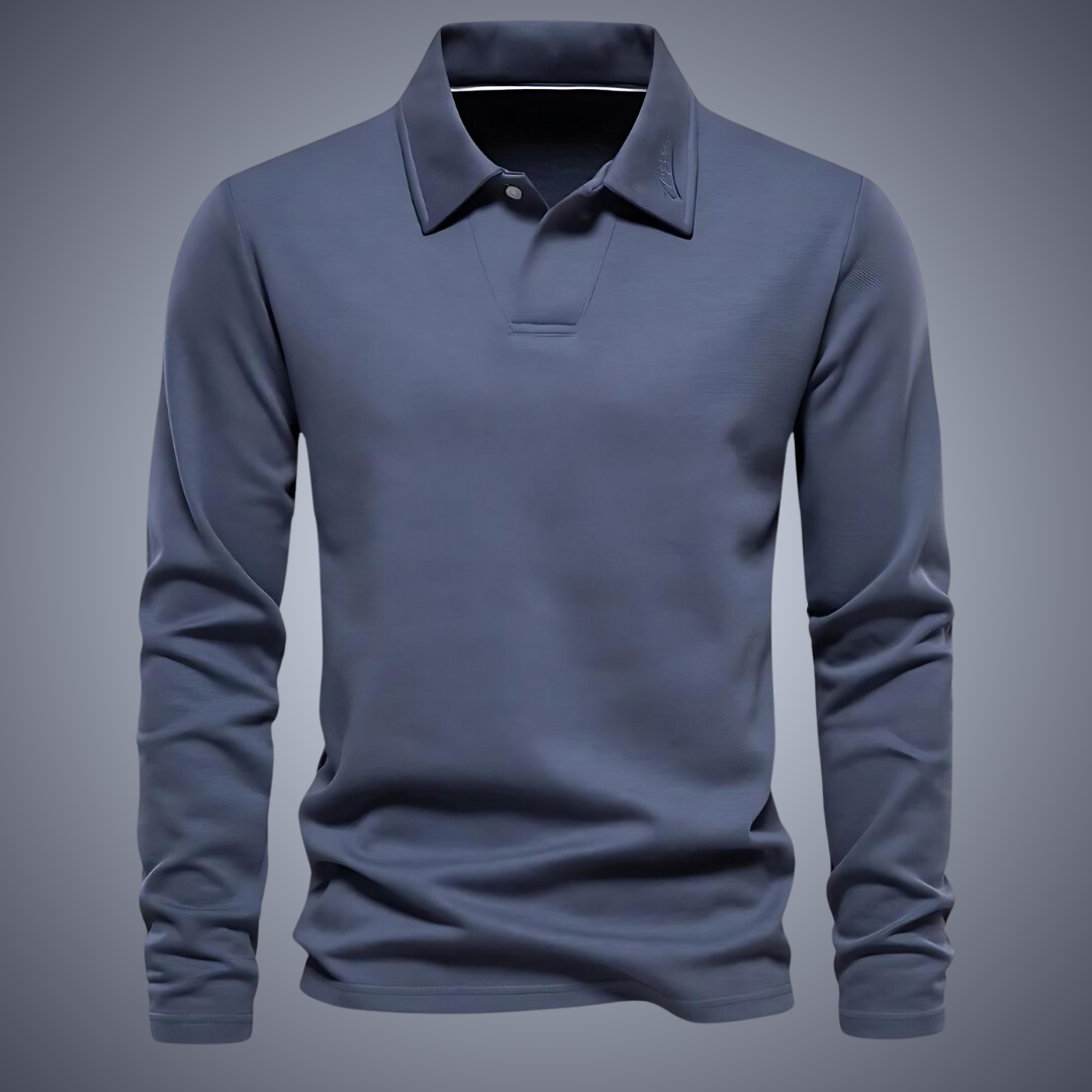 Polo Manches Longues | Bleu Foncé | Élégant et Confortable