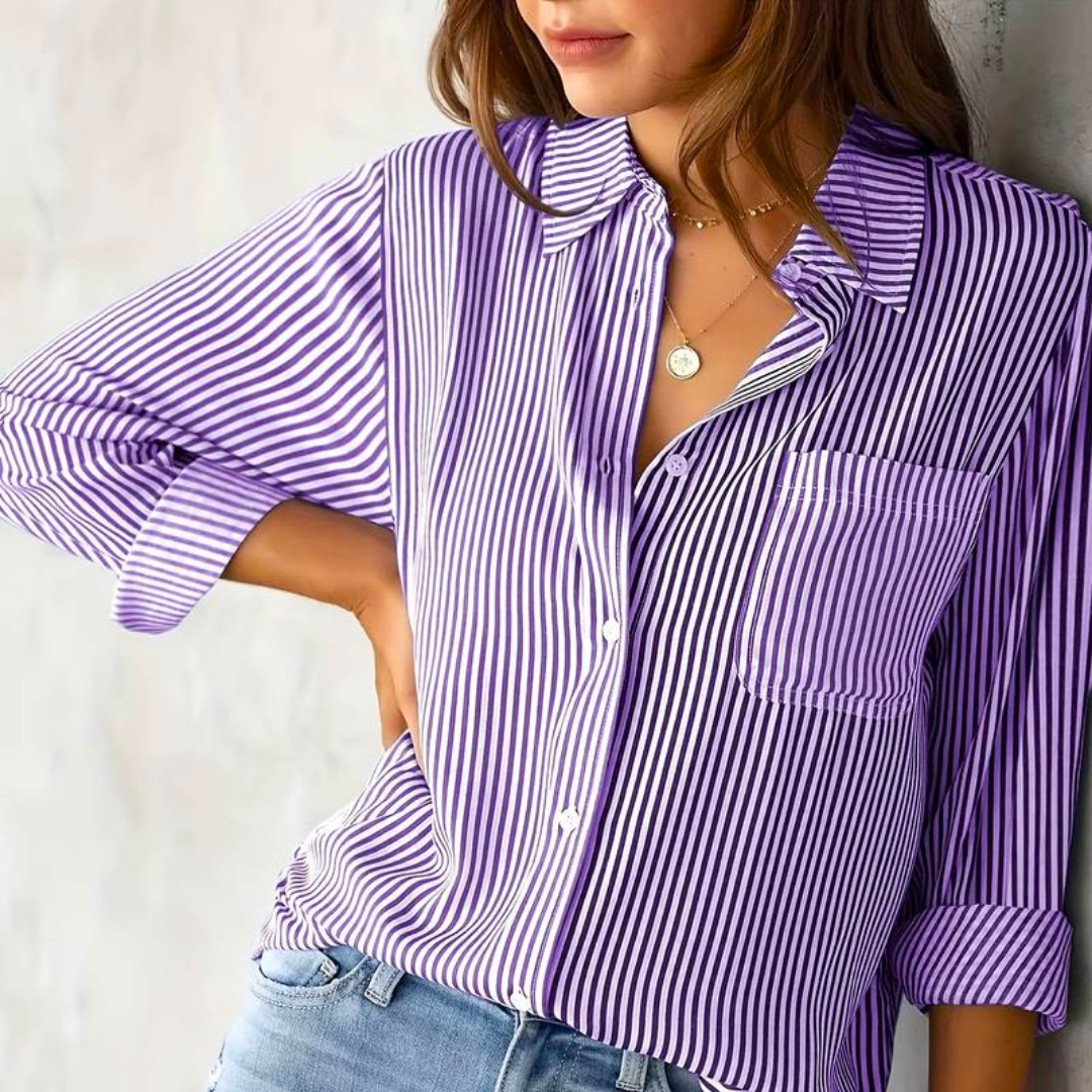 Chemise Rayée Bleu & Blanc | Coupe Fluide | Style Intemporel