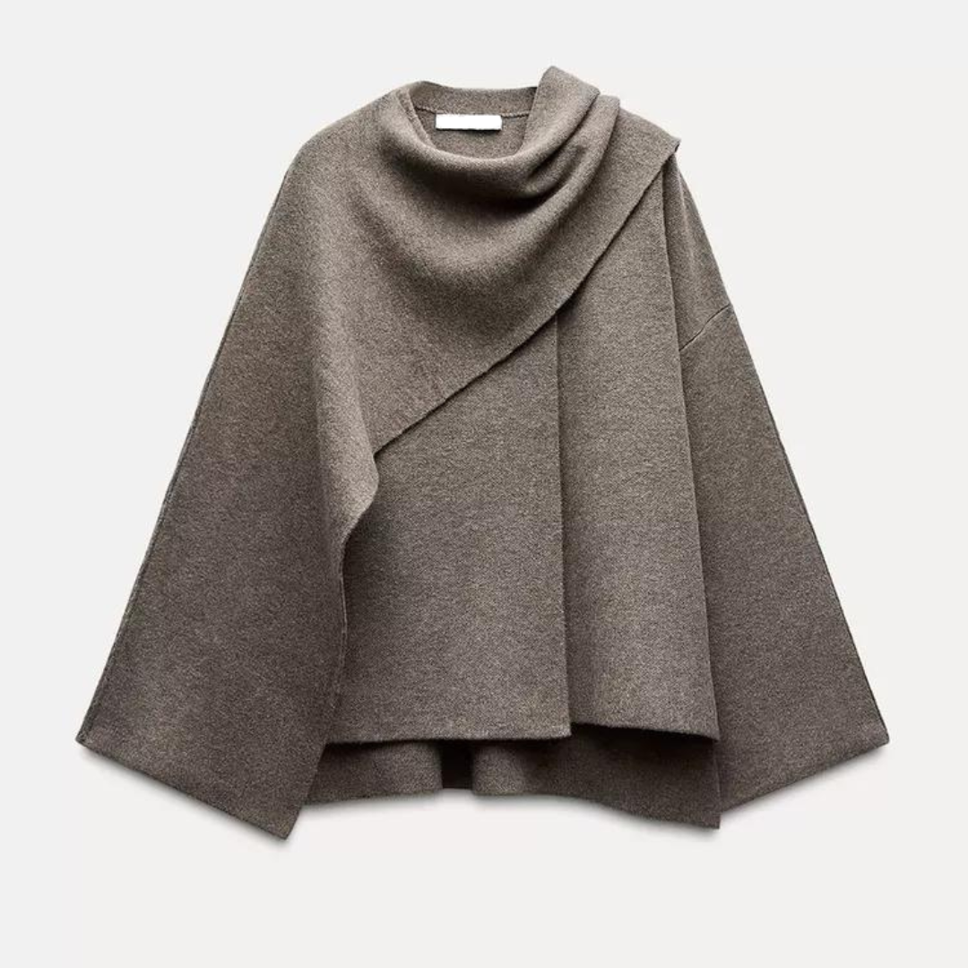 Emma - Poncho Asymétrique en Laine | Élégant | Chaleur Hivernale