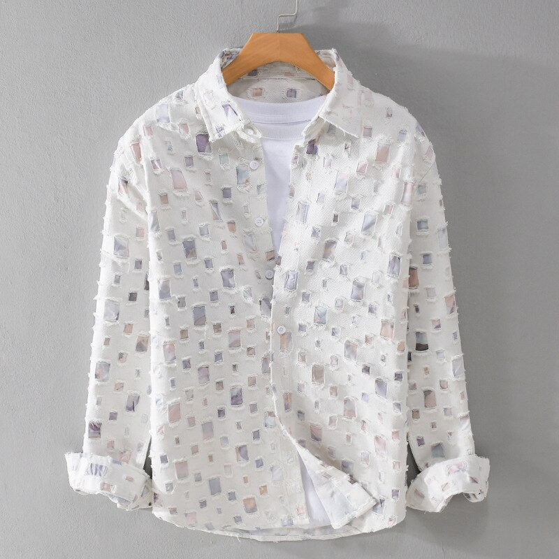 Chemise à Motifs Abstraits | Coton Léger | Style Artistique