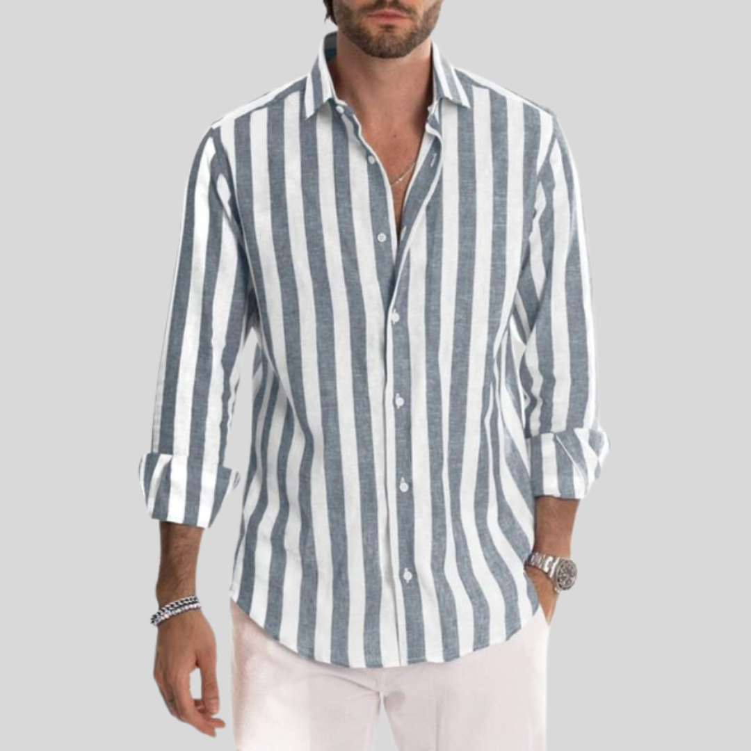 Chemise Rayée Bleu et Blanc | Coton Léger | Style Estival Élégant