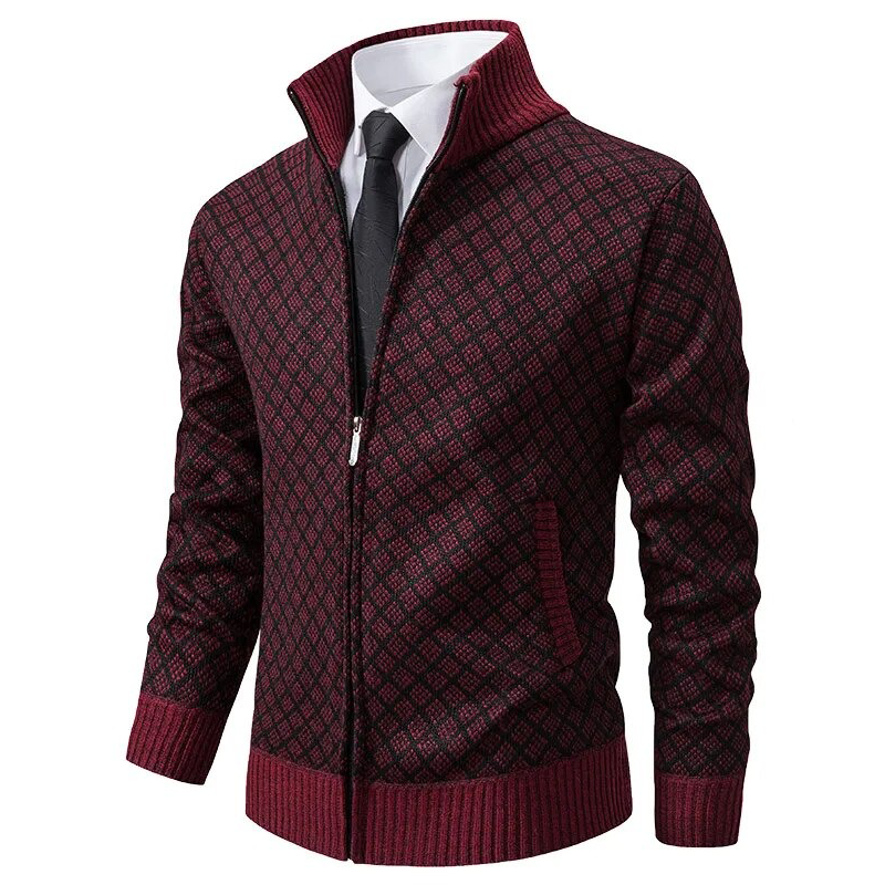 Veste en Maille | Gris à Motifs | Élégante et Chaude