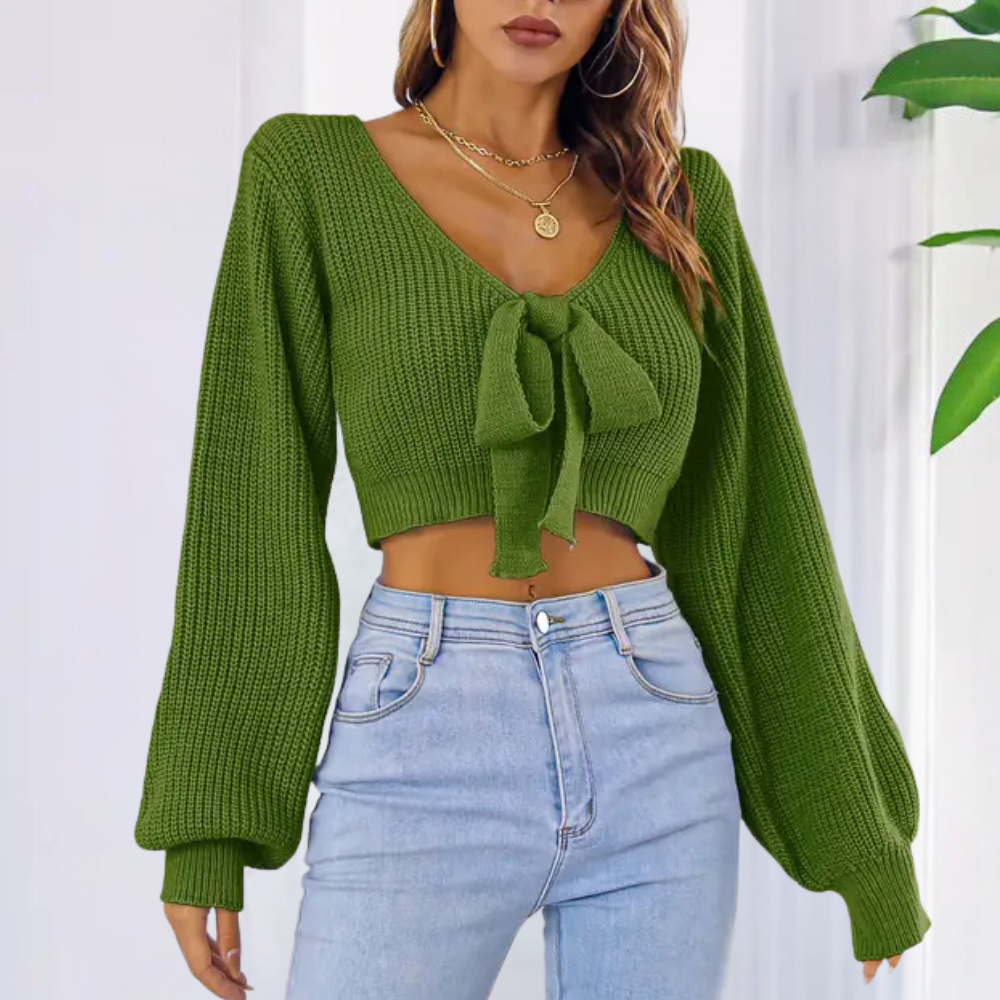 Pull Court Nœud Devant | Coton | Féminin, Élégant et Confortable